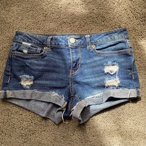 Low rise, dark blue Aeropostale jean shorts